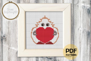 Charming Charm: Testing the Mascot Holding Heart Modern Cross Stitch