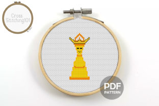 Chess King Modern Cross Stitch for Apparel