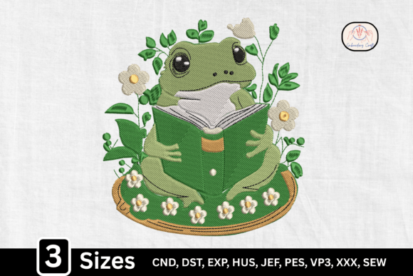 Cottagecore Cute Frog Reading Book Embroidery Design Review