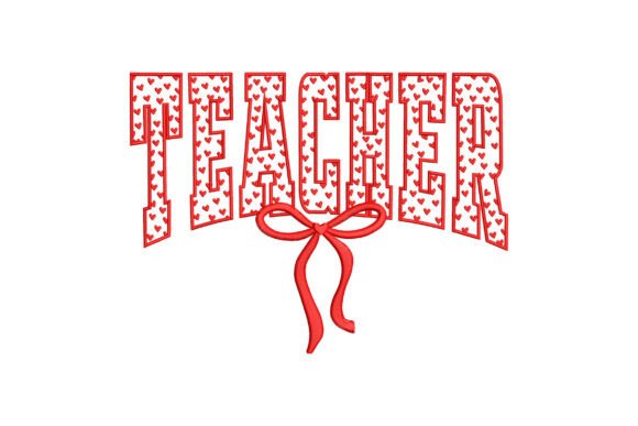 Teacher Hearts Varsity Bow: A Seasonal Embroidery Gem